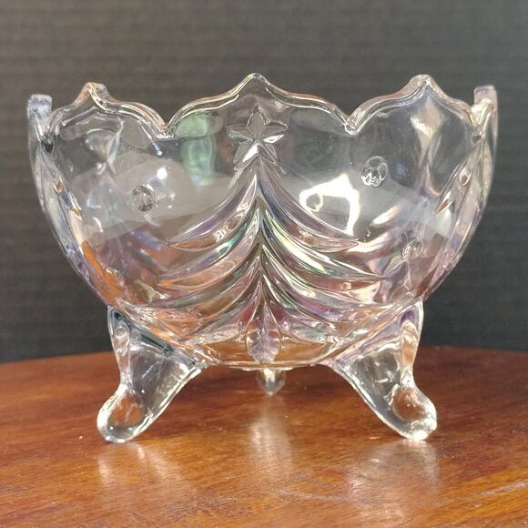 Mikasa Holiday Evergreen Emerald 3-Footed 6" Open‎ Candy Dish Bowl - Picture 1 of 10